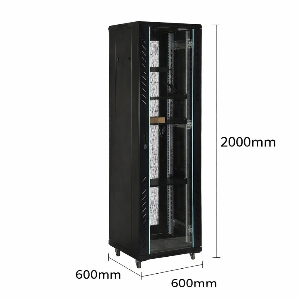 AV RACKS 42U full height server rack cabinet, 2000 x 600 x 600 mm, front view